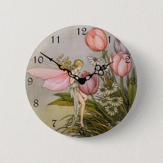 Badge Rond 5 Cm Bouton mignon d'enfant de style d'horloge - 'fée (Devant)