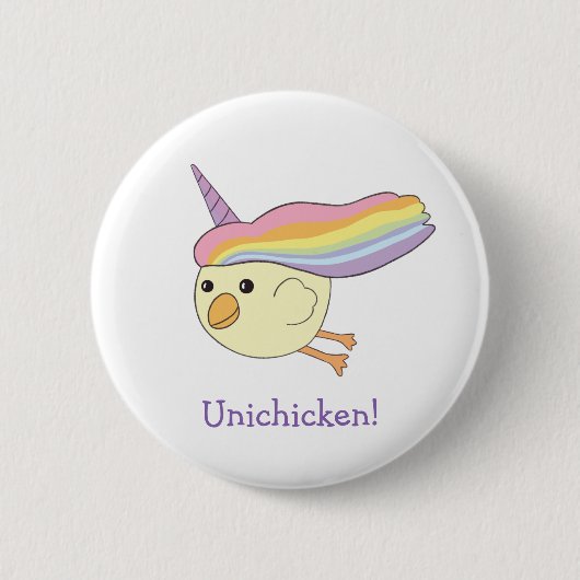 Badge Rond 5 Cm Bouton mignon d'Unichicken de bande dessinée (Devant)