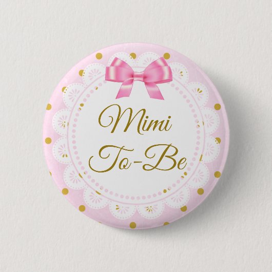 Badge Rond 5 Cm Bouton Mimi Pour Être Baby shower Rose & Or (Devant)