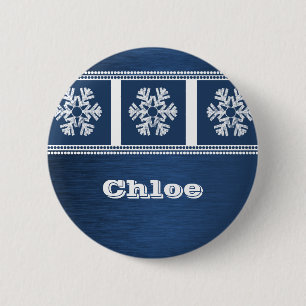 Badge Rond 5 Cm Bouton moderne de vacances de flocons de neige,