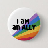 Badge Rond 5 Cm Bouton Mois Fière Ally Arc-en-ciel (Devant)