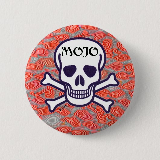 Badge Rond 5 Cm Bouton Mojo Skull lava (Devant)