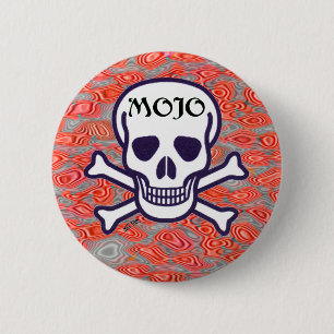 Badge Rond 5 Cm Bouton Mojo Skull lava