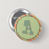 Badge Rond 5 Cm Bouton Monogramme des rayures funky (Devant & derrière)