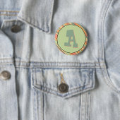 Badge Rond 5 Cm Bouton Monogramme des rayures funky (En situation)