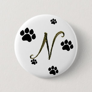 Badge Rond 5 Cm Bouton Monogramme Empreinte de patte