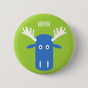 Badge Rond 5 Cm Bouton monographique personnalisé Moose Head Pop A