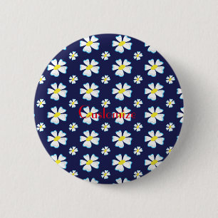 Badge Rond 5 Cm Bouton Motif de fleurs blanches Thunder_Cove