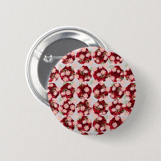 Badge Rond 5 Cm Bouton Motif fleuri complexe (Devant & derrière)