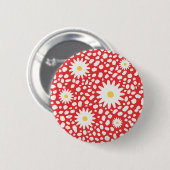 Badge Rond 5 Cm Bouton Motif rouge floral (Devant & derrière)