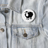 Badge Rond 5 Cm Bouton Mouton Noir (En situation)