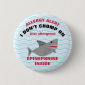 Badge Rond 5 Cm Bouton multiple de requin d'alerte d'allergie (Devant)