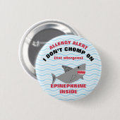 Badge Rond 5 Cm Bouton multiple de requin d'alerte d'allergie (Devant & derrière)
