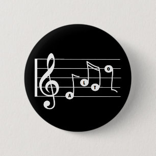 Badge Rond 5 Cm Bouton musical Alto Singer (noir)