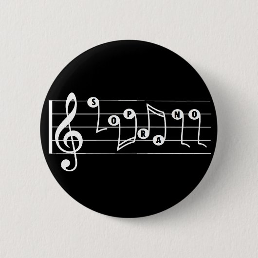Badge Rond 5 Cm Bouton musical du chanteur Soprano (noir) (Devant)