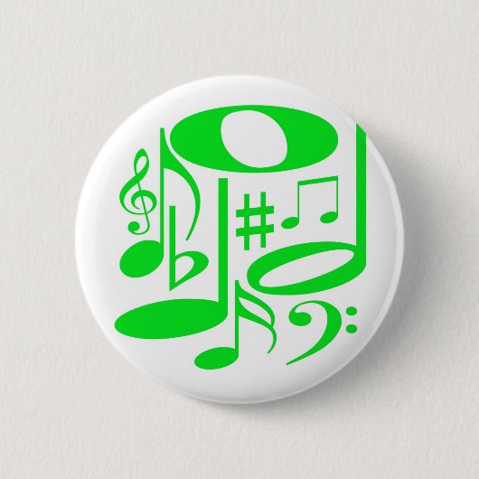 Badge Rond 5 Cm Bouton musical vert (Devant)