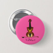 Badge Rond 5 Cm Bouton musical ViOWLin Chouette violon (Devant & derrière)