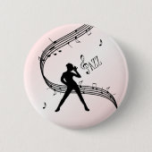 Badge Rond 5 Cm Bouton Musique rose Jazz Dance (Devant)