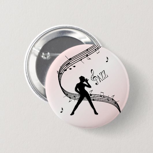 Badge Rond 5 Cm Bouton Musique rose Jazz Dance (Devant & derrière)
