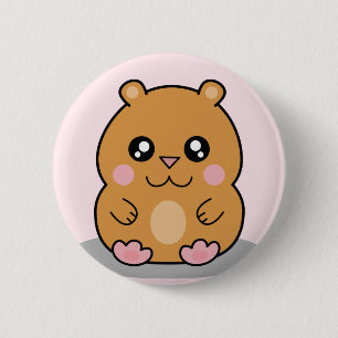 Badge Rond 5 Cm Bouton nain mignon de bande dessinée de hamster d