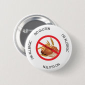 Badge Rond 5 Cm Bouton No Gluten Allergy Alert (Devant & derrière)