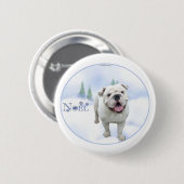 Badge Rond 5 Cm Bouton Noel Bulldog (Devant & derrière)