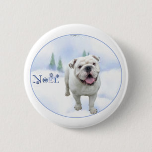 Badge Rond 5 Cm Bouton Noel Bulldog