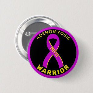 Badge Rond 5 Cm Bouton noir Adenomyosis Warrior Ribbon