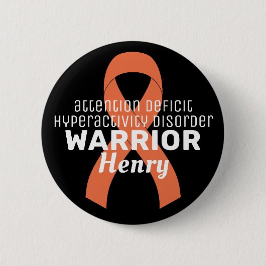 Badge Rond 5 Cm Bouton noir ADHD Warrior Ribbon (Devant)