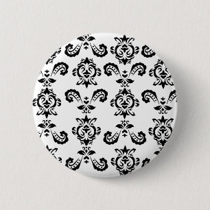 Badge Rond 5 Cm Bouton noir baroque