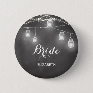 Badge Rond 5 Cm Bouton noir blanc Mariage de mariée Mason Jar