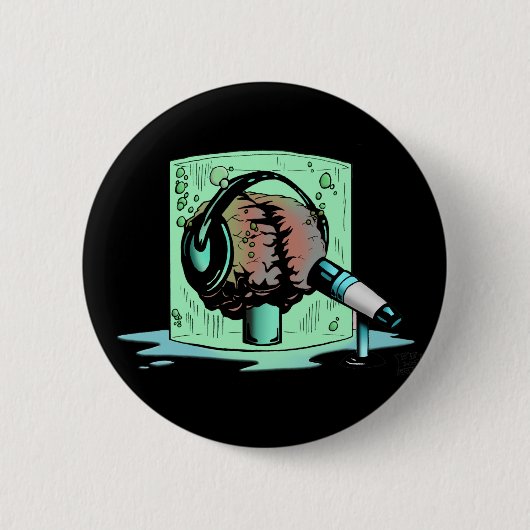 Badge Rond 5 Cm Bouton noir de cerveau (Devant)