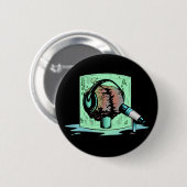 Badge Rond 5 Cm Bouton noir de cerveau (Devant & derrière)