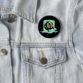 Badge Rond 5 Cm Bouton noir de cerveau (En situation)