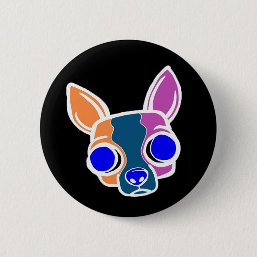 Badge Rond 5 Cm Bouton noir de chiot de moine (Devant)
