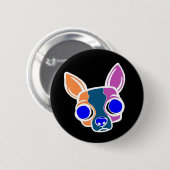 Badge Rond 5 Cm Bouton noir de chiot de moine (Devant & derrière)