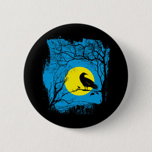 Badge Rond 5 Cm Bouton noir de corneille