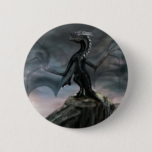 Badge Rond 5 Cm Bouton noir de dragon (Devant)