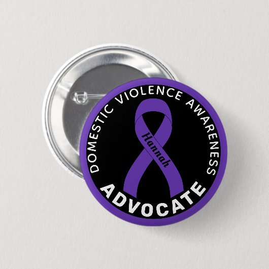 Badge Rond 5 Cm Bouton noir de l'avocat de la violence domestique (Devant & derrière)
