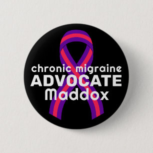 Badge Rond 5 Cm Bouton noir de l'Avocat migrainique chronique