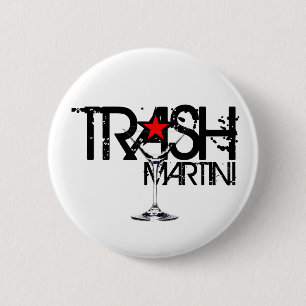 Badge Rond 5 Cm Bouton noir de logo de Martini de déchets