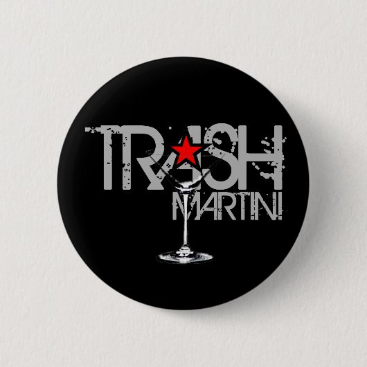 Badge Rond 5 Cm Bouton noir de logo de Martini de déchets (Devant)