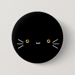 Badge Rond 5 Cm bouton noir de neko