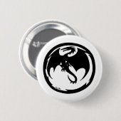 Badge Rond 5 Cm Bouton noir Dragon blanc (Devant & derrière)