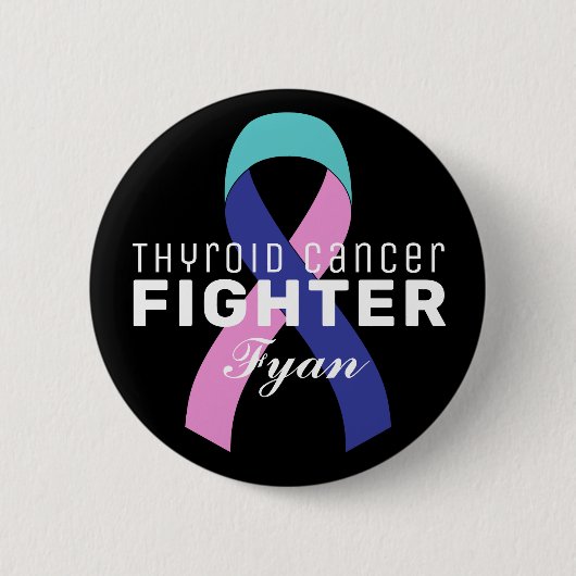 Badge Rond 5 Cm Bouton noir du ruban du cancer du thyroïde (Devant)