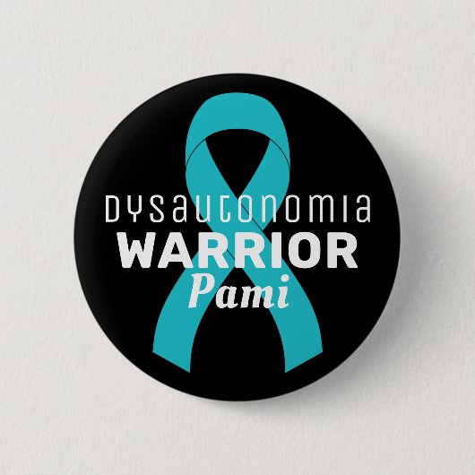 Badge Rond 5 Cm Bouton noir Dysautonomia Warrior Ribbon (Devant)