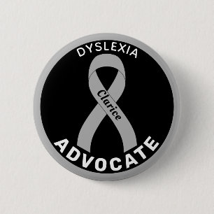 Badge Rond 5 Cm Bouton noir Dyslexia Advocate Ribbon