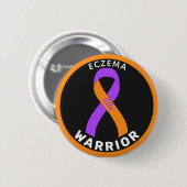 Badge Rond 5 Cm Bouton noir Eczema Warrior (Devant & derrière)