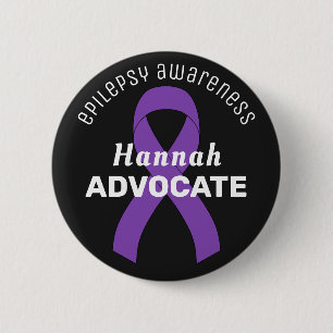 Badge Rond 5 Cm Bouton noir Epilepsy Ribbon