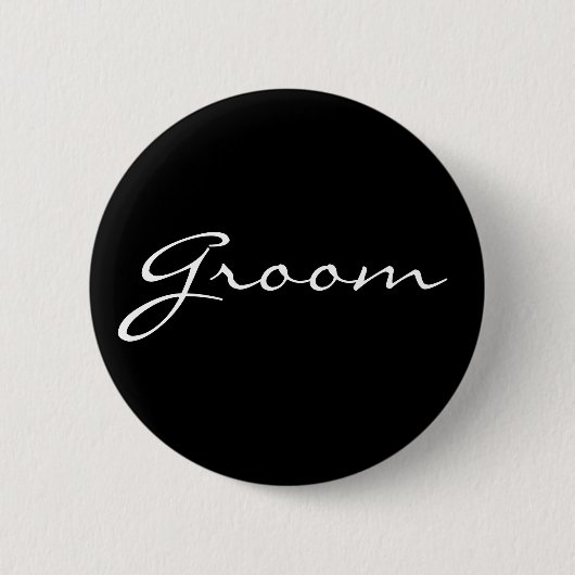 Badge Rond 5 Cm Bouton noir et blanc de marié (Devant)